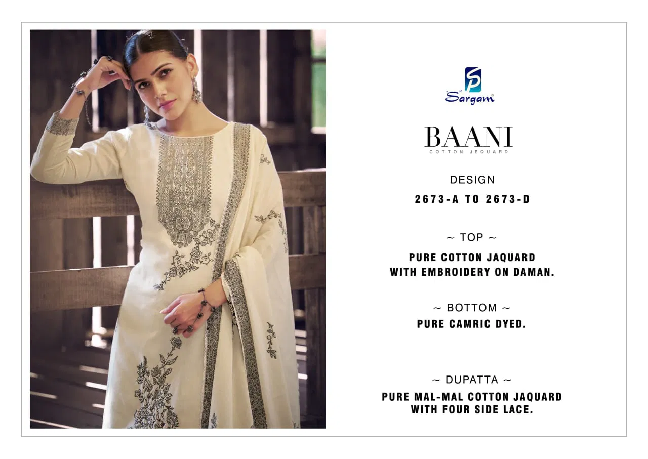 Baani by Sargam Pure Cotton Embroidery Surat Salwar Suit In India 